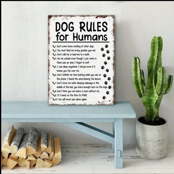 Other - Dog Rules for Humans Sign - Black and White